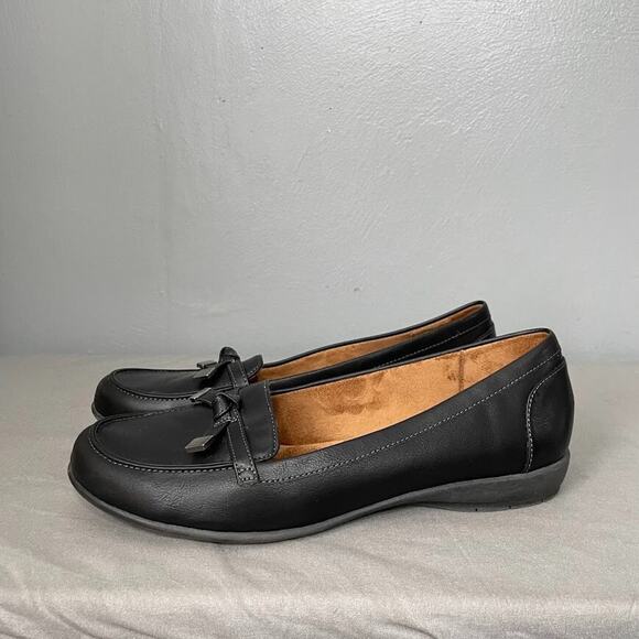 Natural Soul Gracee Size 9.5 Black All Thru Comfort Loafers Moccasins Flats - Picture 6 of 12